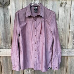 The North Face Button Up Shirt Mens Cronin Long Sleeve Hiking Purple Size Medium